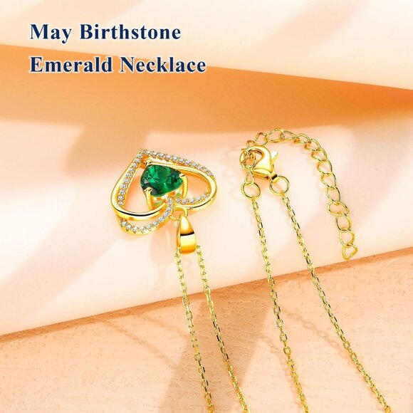 Elegant Sterling Silver 18in Birthstone Necklace with 3 Heart Pendant & Interloc - Picture 7 of 8